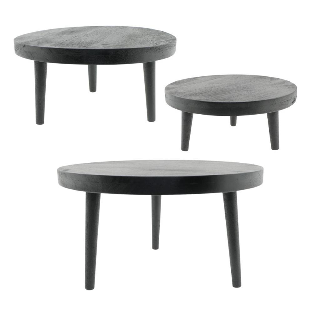 Set tří dekorativních černých stolků Banha